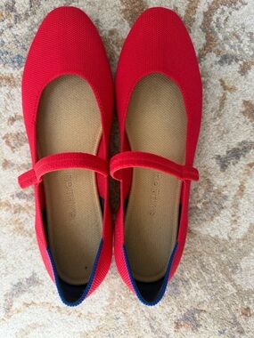 Rothy's Bright Red Mary Jane Flats with Strap
